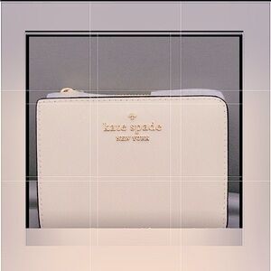 kate spade Cream and Black Compact Zip Wallet